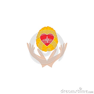 Heart brain care logo design Stock Photo