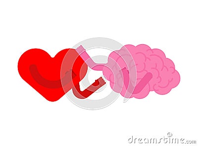 Heart and brain fight isolated. Love and brains resistance. vector illustration Vector Illustration