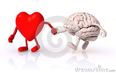 Heart and brain hand in hand Stock Photo