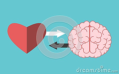 Heart and brain interaction Vector Illustration