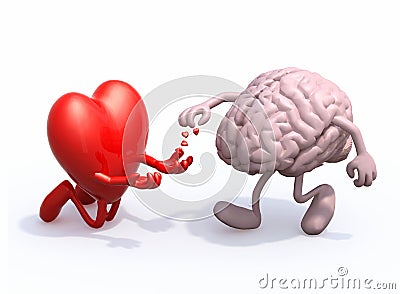 Heart and brain love alms Cartoon Illustration