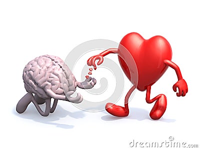 Heart and brain love alms Cartoon Illustration