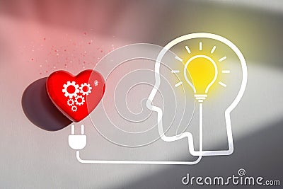 Heart and brain for thinking ideas. Logic and emotional communication and thinking ideas Stock Photo