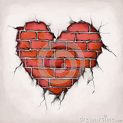 Heart of bricks Stock Photo