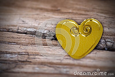 Heart on Broken Wood Stock Photo