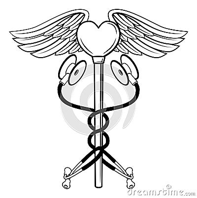 Heart Caduceus Stethoscope Medical Icon Concept Vector Illustration