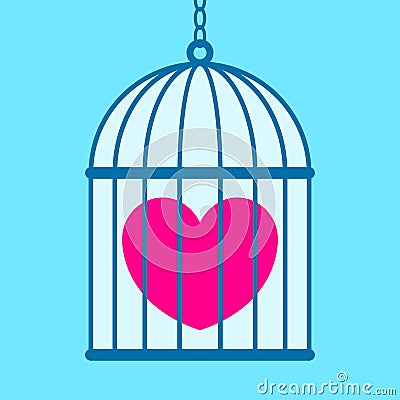 Heart in cage Vector Illustration