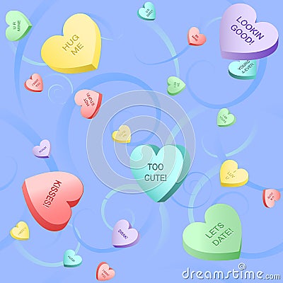 Heart candy and swirls Vector Illustration