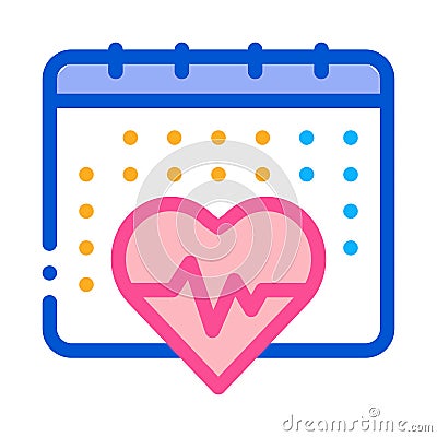 Heart cardio calendar icon vector outline illustration Vector Illustration