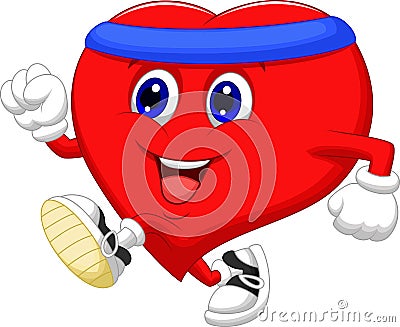 Heart cartoon running to keep healthy Vector Illustration