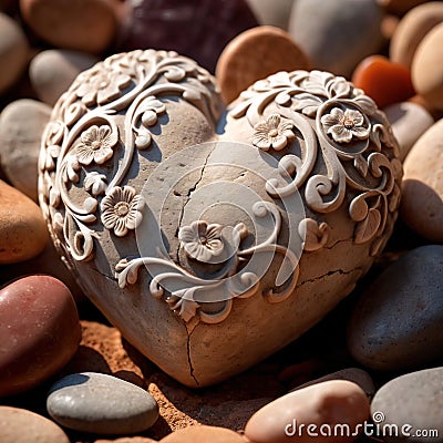 Heart carved from stone, hard and cold Stock Photo