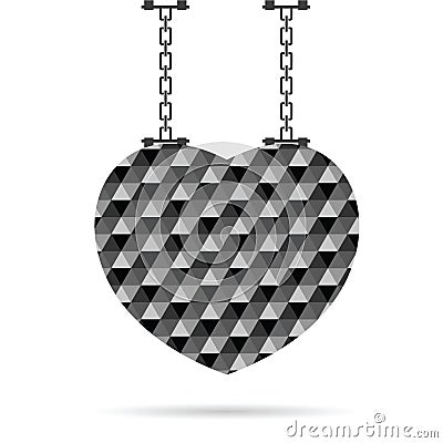 Heart on chain illustration in color Vector Illustration