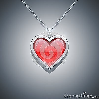 Heart on chain. jewellery decoration Vector Illustration