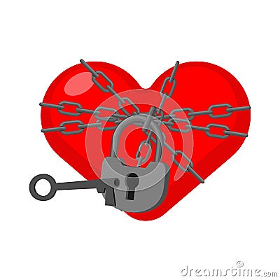 Heart in chains. Concept of unrequited love chained Vector Illustration