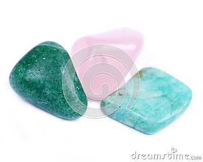 Heart chakra healing tumbled crystal set Stock Photo