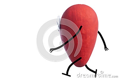 Heart character walking Stock Photo