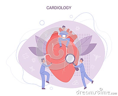 Heart checkup banner concept. Idea of health care and disease Vector Illustration