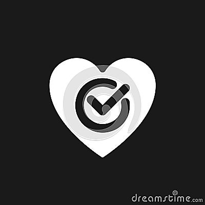 Heart checkup dark mode glyph ui icon Vector Illustration