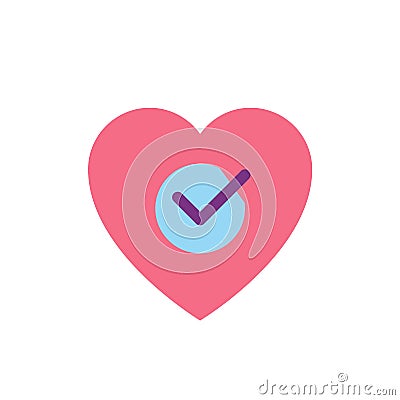 Heart checkup flat color ui icon Vector Illustration