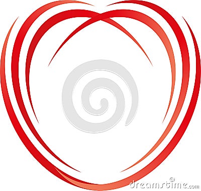 Heart of circles, lines in red, heart and love logo Stock Photo