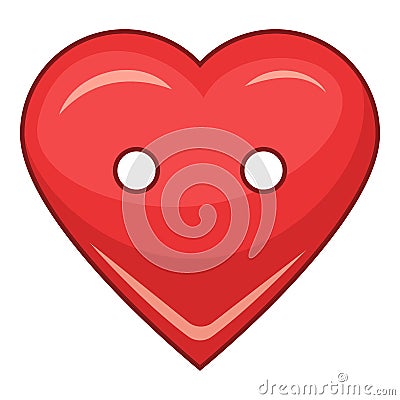 Heart cloth button icon, cartoon style Vector Illustration