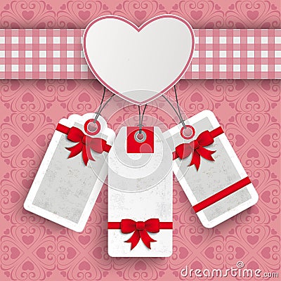 Heart Cloth Valentinesday Price Stickers Ornaments Vector Illustration