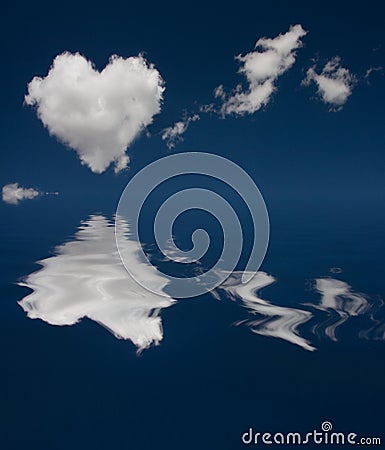 Heart Cloud and reflection Stock Photo