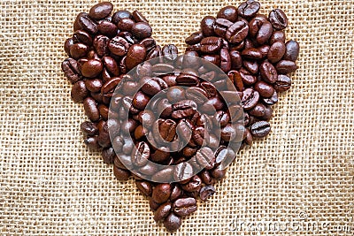 The heart of coffee beans. Stock Photo