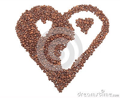 Heart from coffee in a kind yin-yang. Stock Photo
