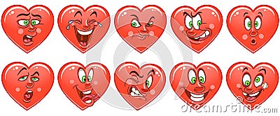 Heart collection. Emoticons. Smiley. Emoji. Love symbol Vector Illustration