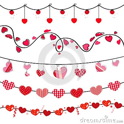 Heart Collection. Set of heats for Valentine`s Day greeting card design element. Heart and line decorative border frame vector Vector Illustration