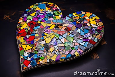 heart from colored puzzles symbol child autism disease generative ai Stock Photo