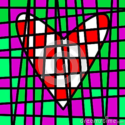 Heart colorful tiled patchwork. Colored plot Stock Photo