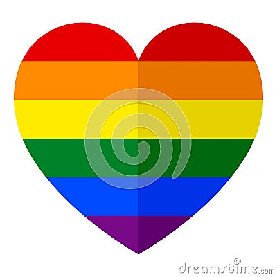 LGBT Rainbow Heart Flat Icon on White Vector Illustration