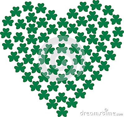 Heart composed with shamrocks - background Vector Illustration