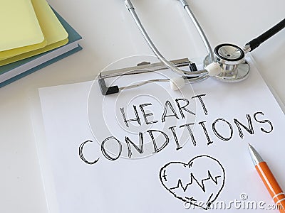Heart conditions are shown using the text Stock Photo