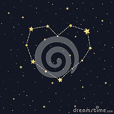 Heart constellation on starry sky Vector Illustration