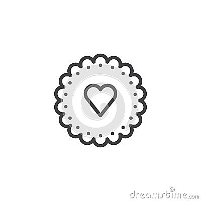 Heart cookie line icon Vector Illustration