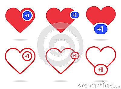 Heart counter set for animation. Valentine red heart Like counter, comment follower and notification symbol, UI vector Vector Illustration