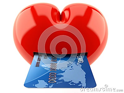 Heart with credit card Stock Photo