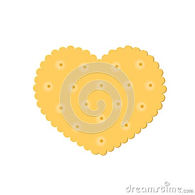 Heart crisp cookie snack isolated on white background Cartoon Illustration