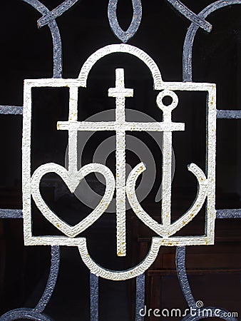 Heart, cross and anchor Stock Photo