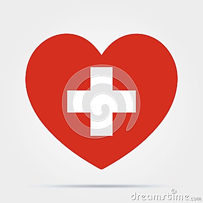 Heart with a cross isolated on white background. Healthcare, Medical symbol icon. Health care icon. Vector stock Stock Photo
