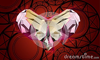 Heart crystals butterfly Vector Illustration