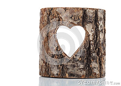 Heart cut in hollow tree trunk Stock Photo