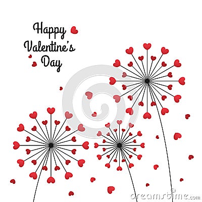 Heart dandelion flower, love valentines day festival Vector Illustration