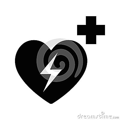 Heart defibrillator vector icon Vector Illustration