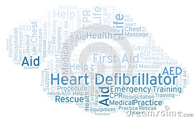 Heart Defibrillator word cloud, made with text only. Stock Photo
