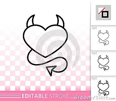 Heart devil love simple black line vector icon Vector Illustration