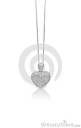 Heart diamond pave charm necklace Stock Photo